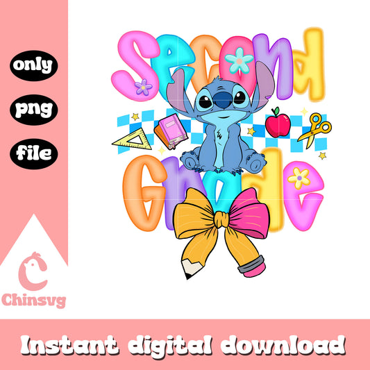 Coquette bow stitch second grade design png, stitch clipart png