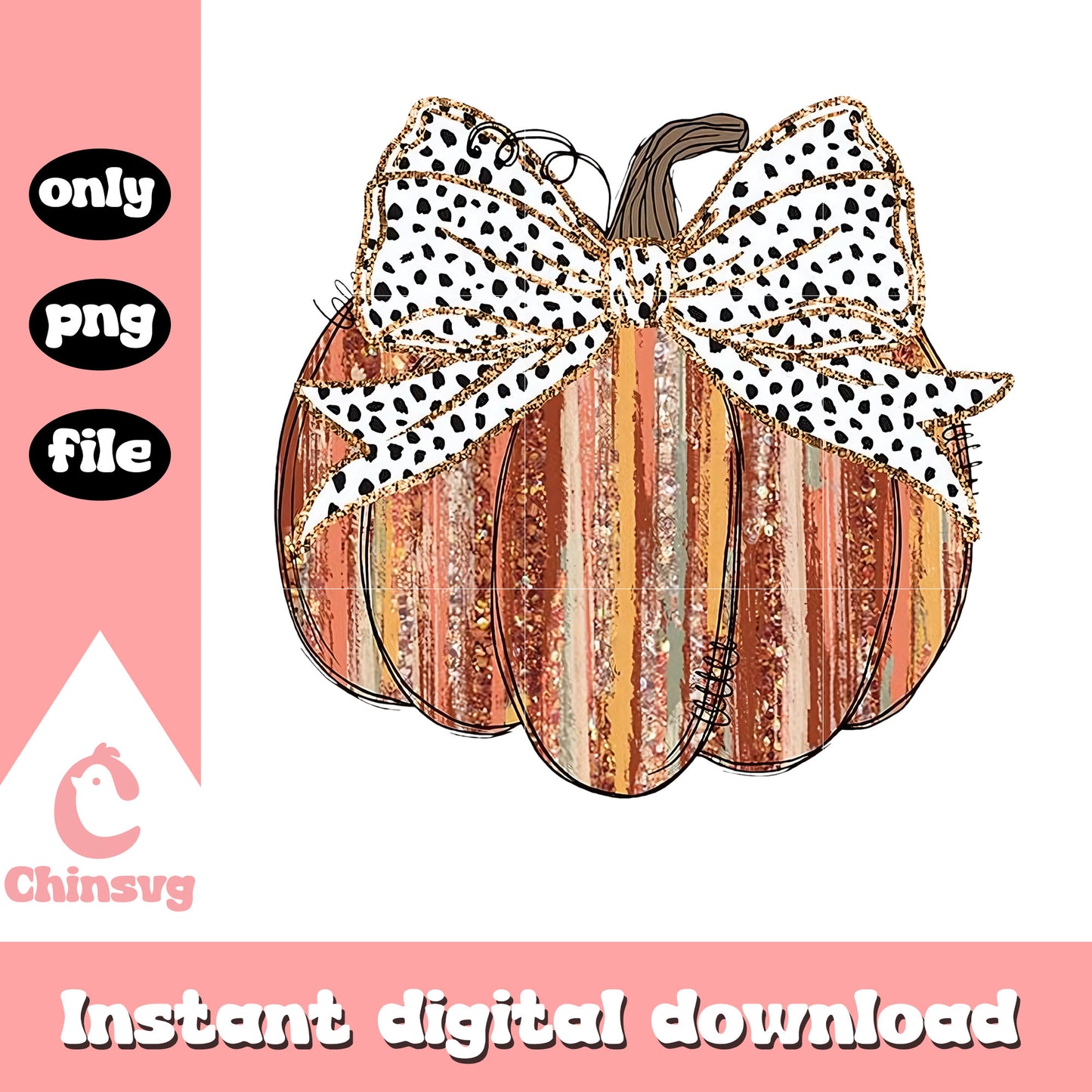 Coquette bow vintage pumpkin design png, halloween clipart png