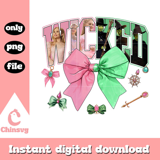 Coquette bow wicked movie logo design png, Wicked movie png
