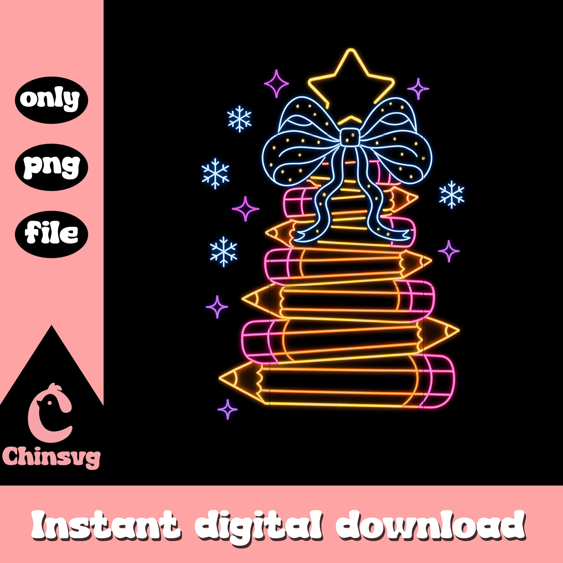 Coquette christmas pencil tree neon png, christmas tree decor png