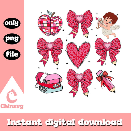 Coquette cupid teacher valentine png, cupid png, teacher png