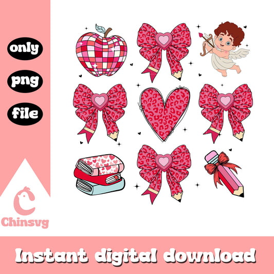 Coquette cupid teacher valentine png, teacher valentine png