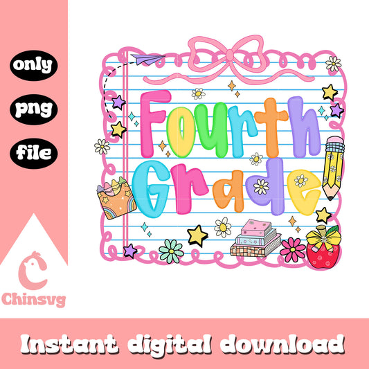 Coquette fourth grade back to school design png, back to school png