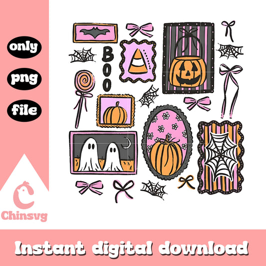 Coquette ghost pink halloween design png, ghost halloween​ png