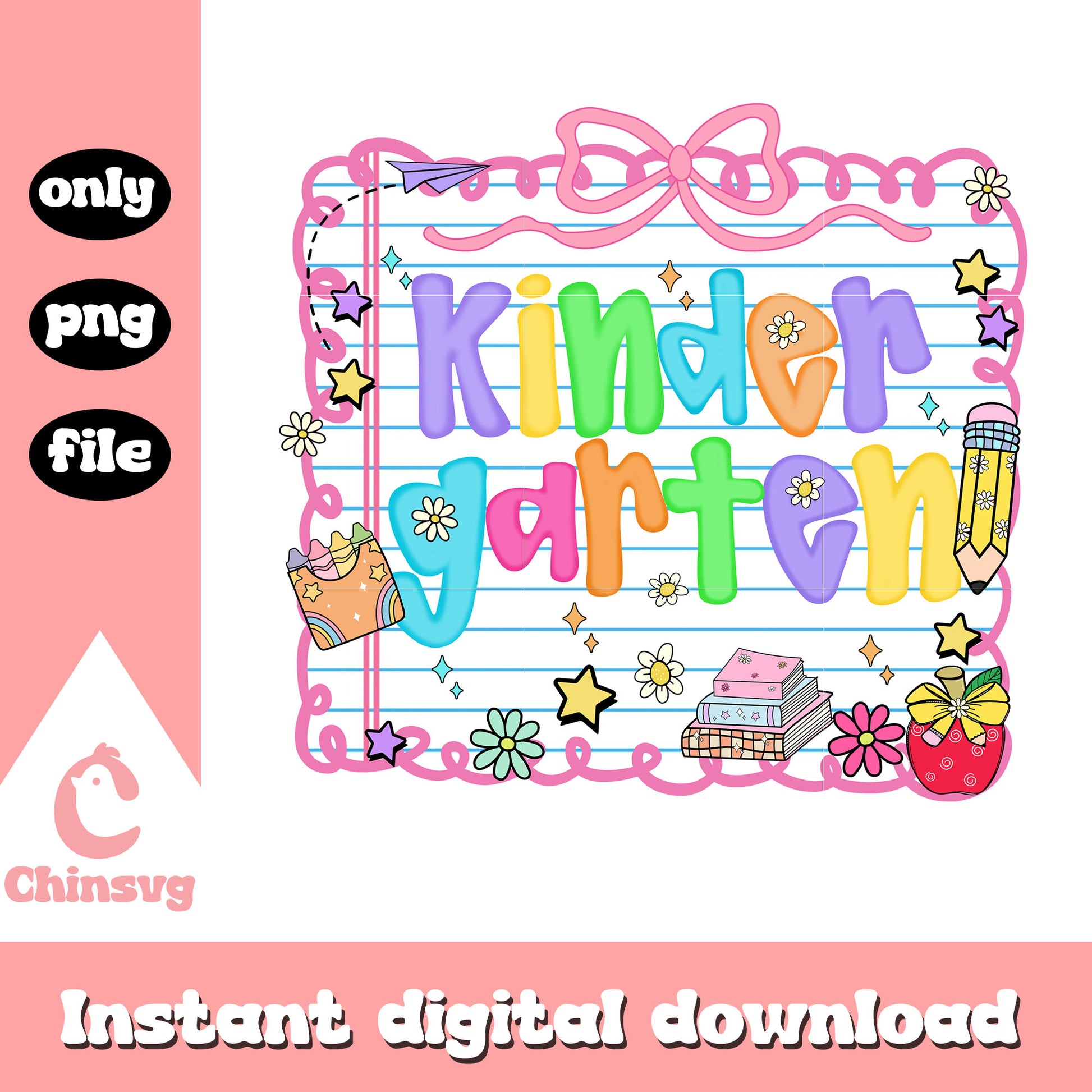 Coquette kindergarten back to school png, back ton school sign png