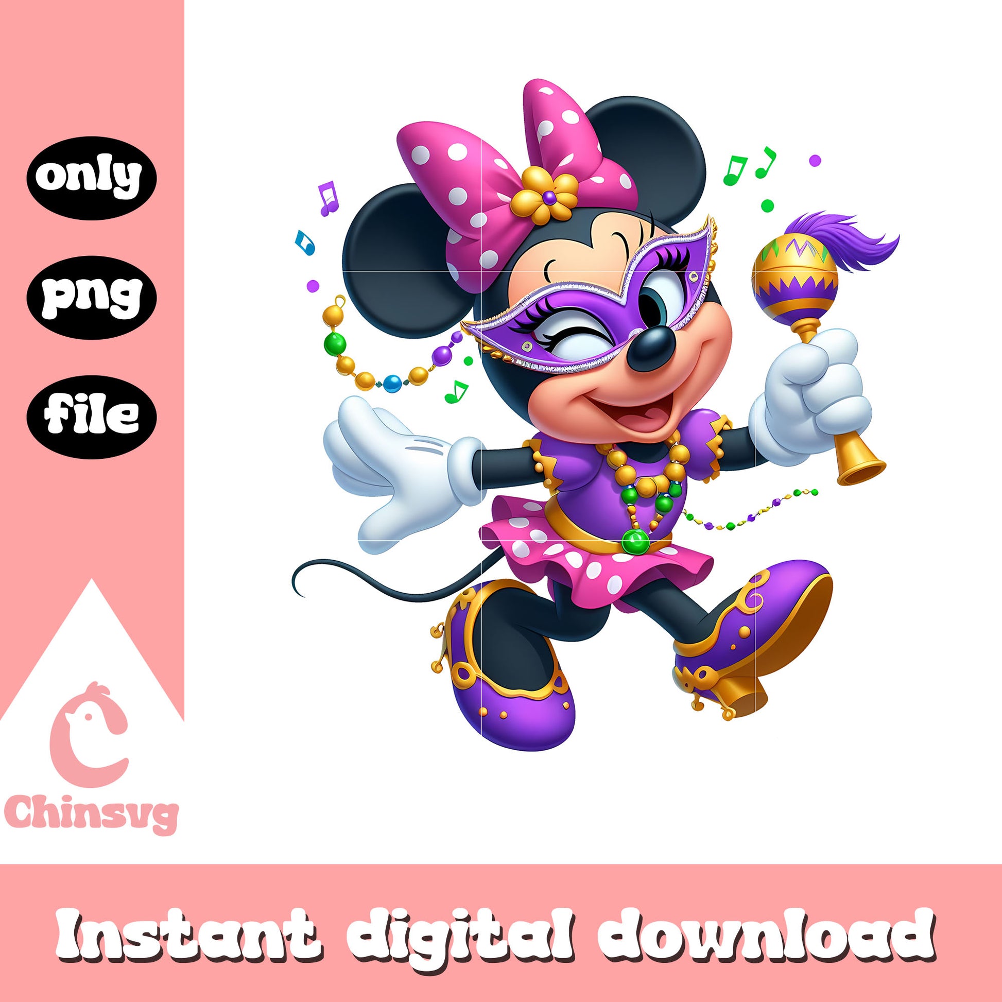 Coquette mardi gras outfit png, minnie mouse png, disney png