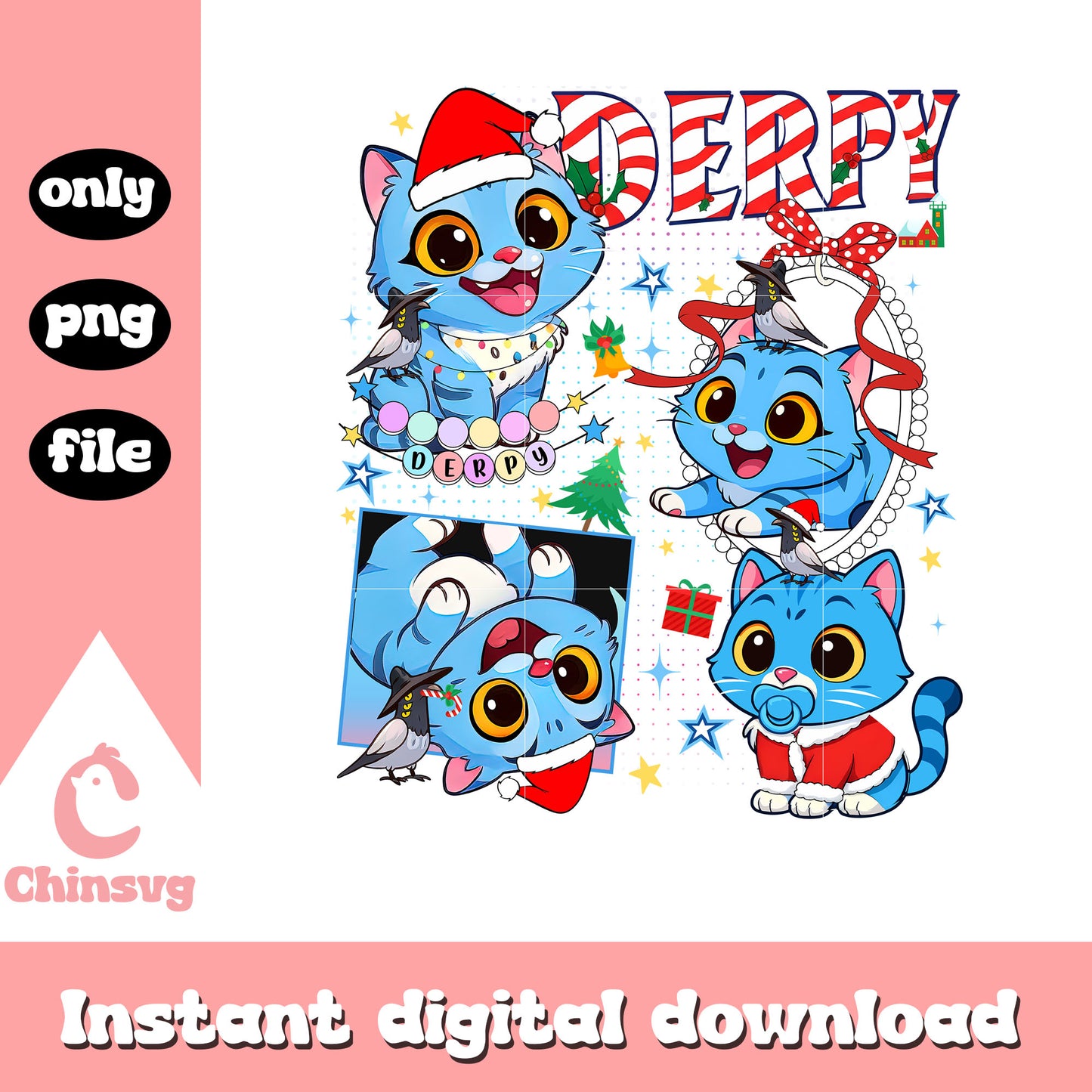 Coquette mirror christmas derpy tiger png, cozy christmas vibes png 