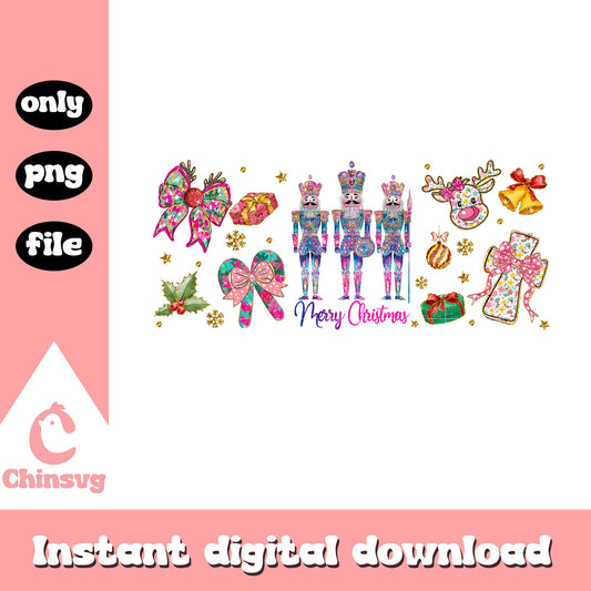 Coquette nutcrackers glitter christmas png, nutcrackers png