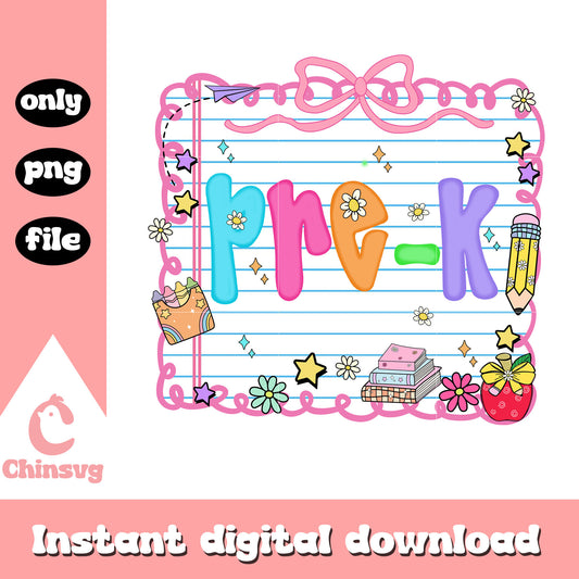 Coquette pre-k back to school png, back to school drawing png