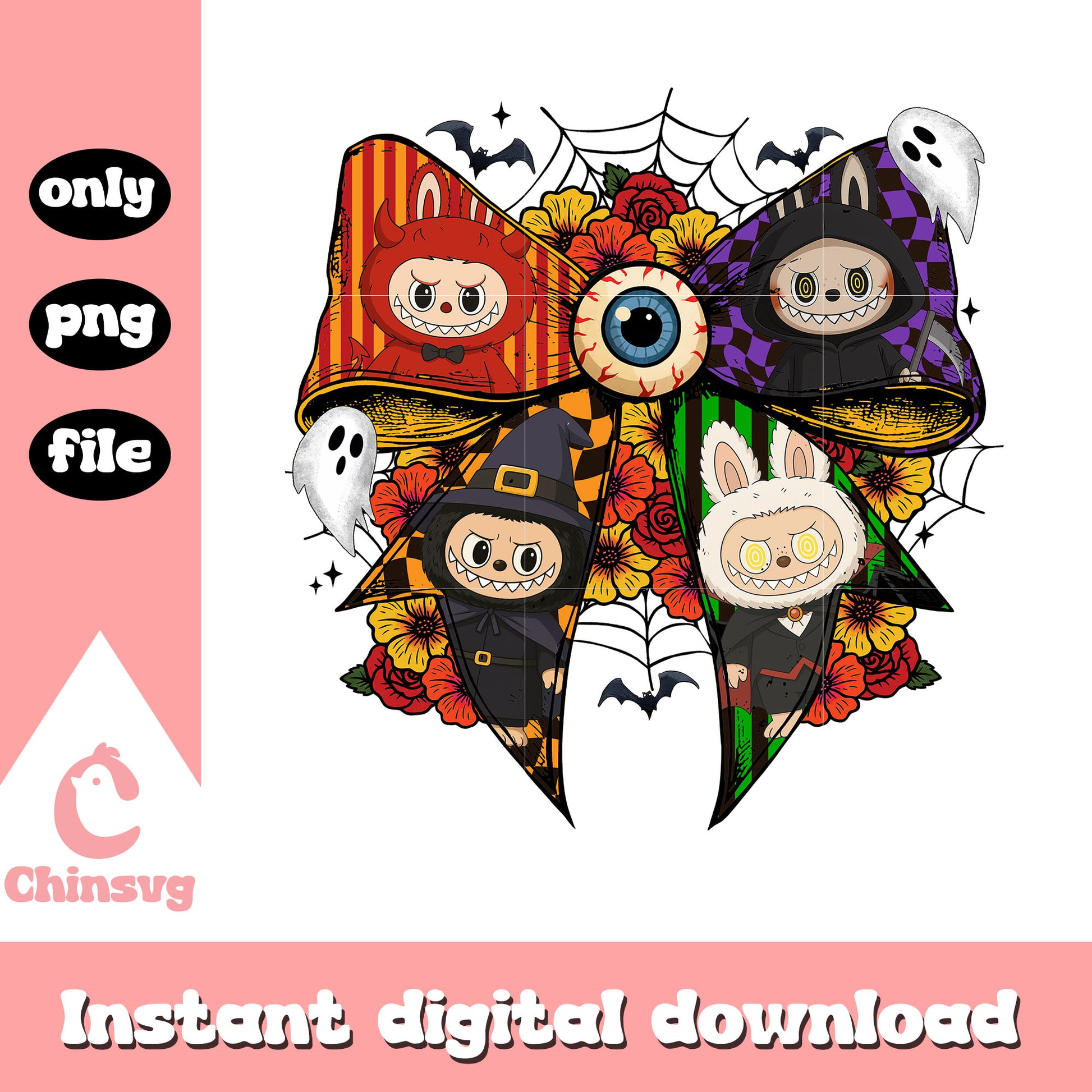 Coquette ribbon classic monster labubu clipart png, monsters labubu​ png