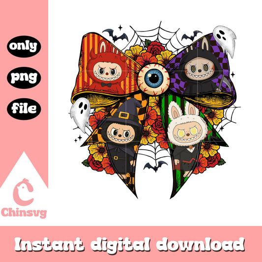 Coquette ribbon classic monster labubu clipart png, monsters labubu​ png