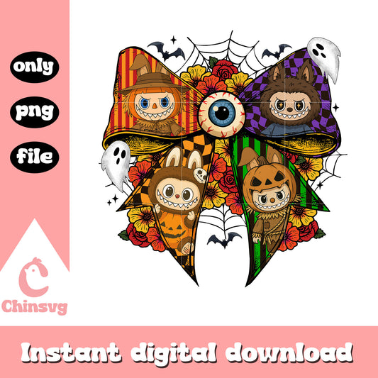 Coquette ribbon classic monster labubu design png, monster labubu​ png