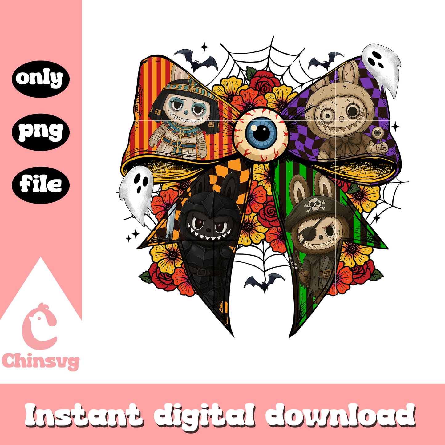 Coquette ribbon classic monster labubu png, the monster labubu​ png