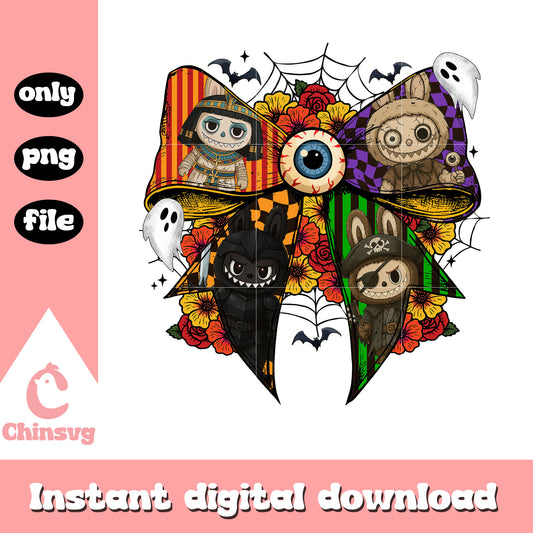 Coquette ribbon classic monster labubu png, the monster labubu​ png