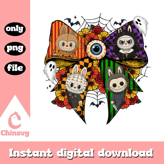 Coquette ribbon labubu horror halloween png,​ halloween holiday png