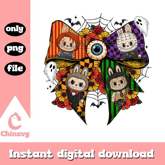 Coquette ribbon labubu spooky halloween png,​ halloween design png