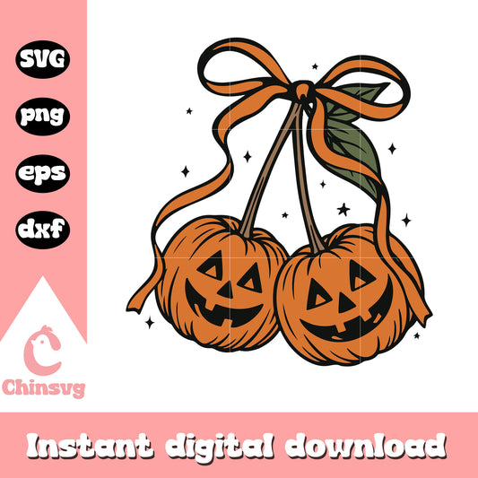 Coquette ribbon pumpkin halloween design svg, pumpkin halloween svg