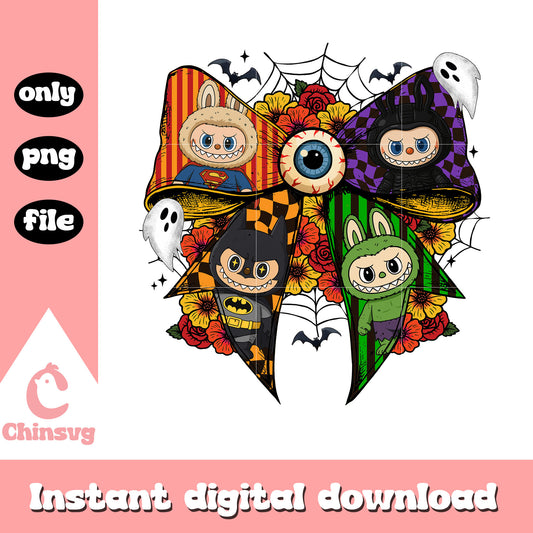 Coquette ribbon superhero monster labubu png, labubu​ clipart png