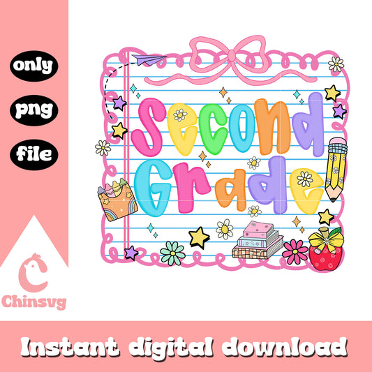 Coquette second grade back to school png, welcome back to school png