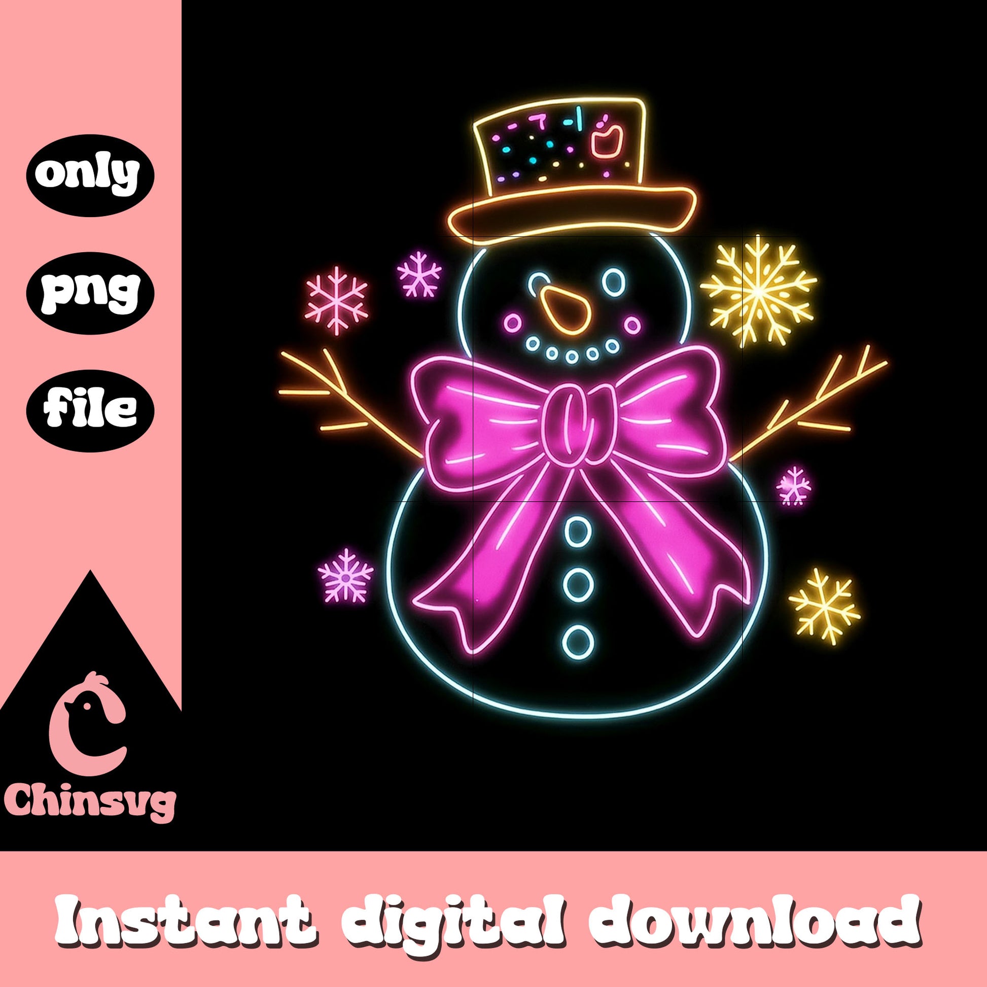 Coquette snowman christmas snowflake neon png, snowman png