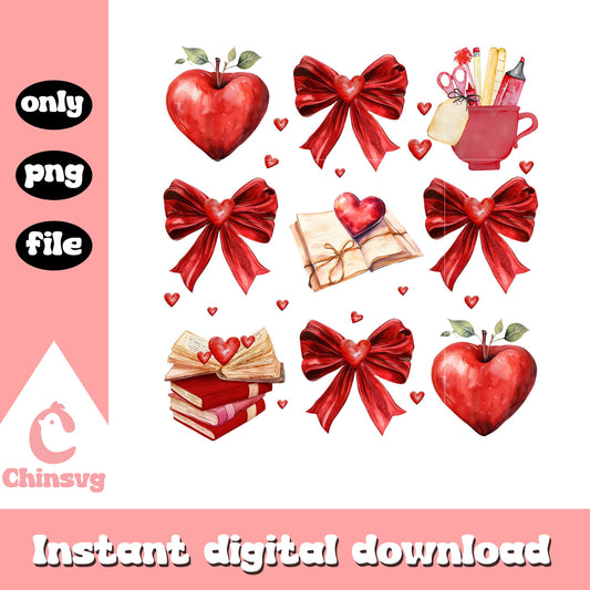 Coquette teacher valetine png, Coquette bow png, teacher png