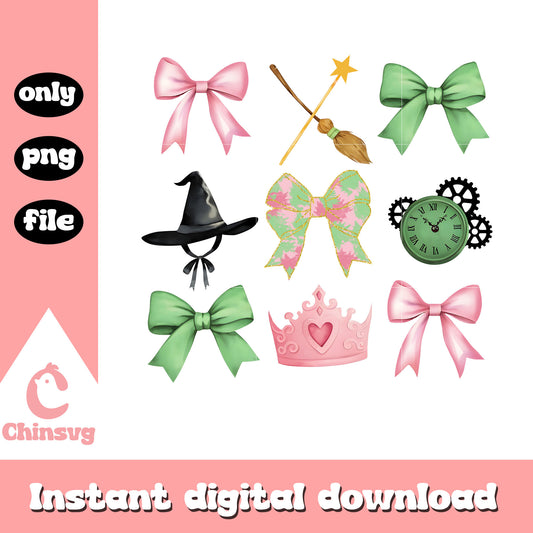 Coquette wicked design png, wicked​ movie png, wicked logo png