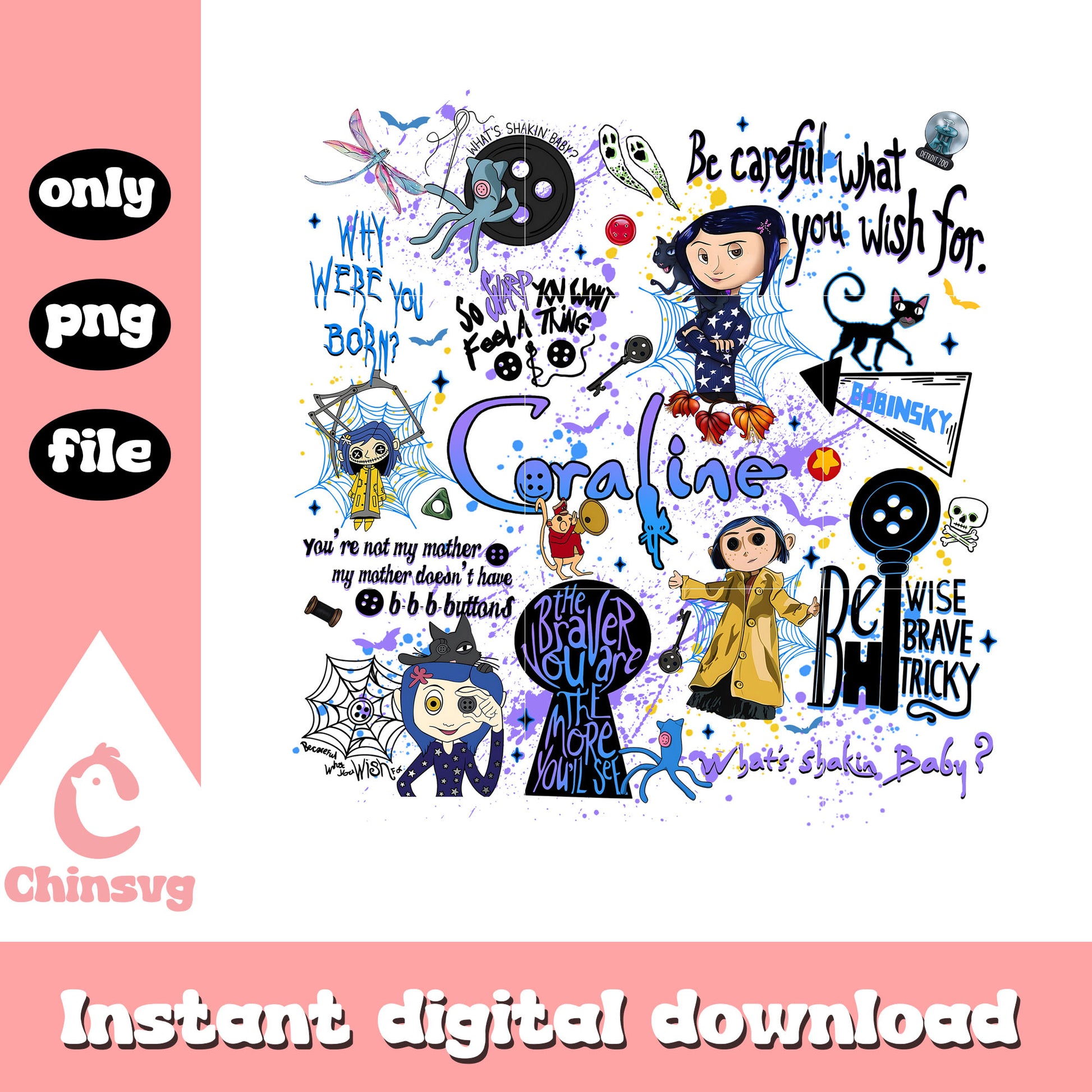 Coraline character halloween quote clipart png, coraline anime png