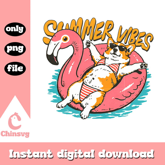 Corgi summer vibes funny design png