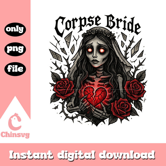 Corpse bride character floral png, corpse brade clipart png