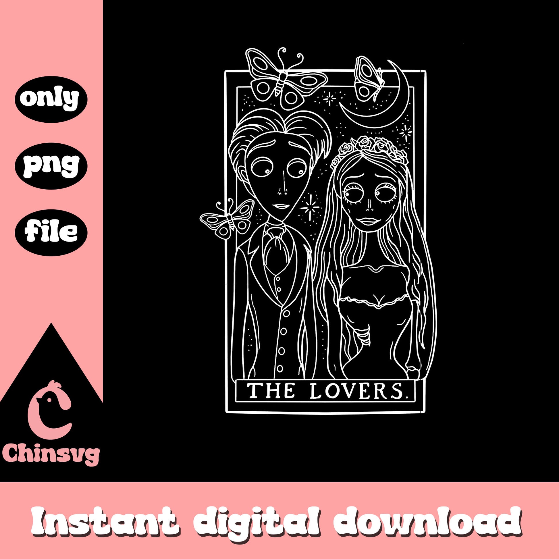 Corpse bride the lovers card clipart png, corpse bride cartoon png