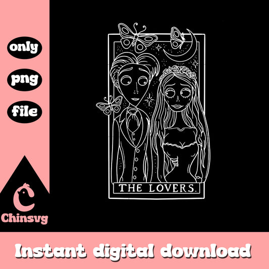 Corpse bride the lovers card clipart png, corpse bride cartoon png