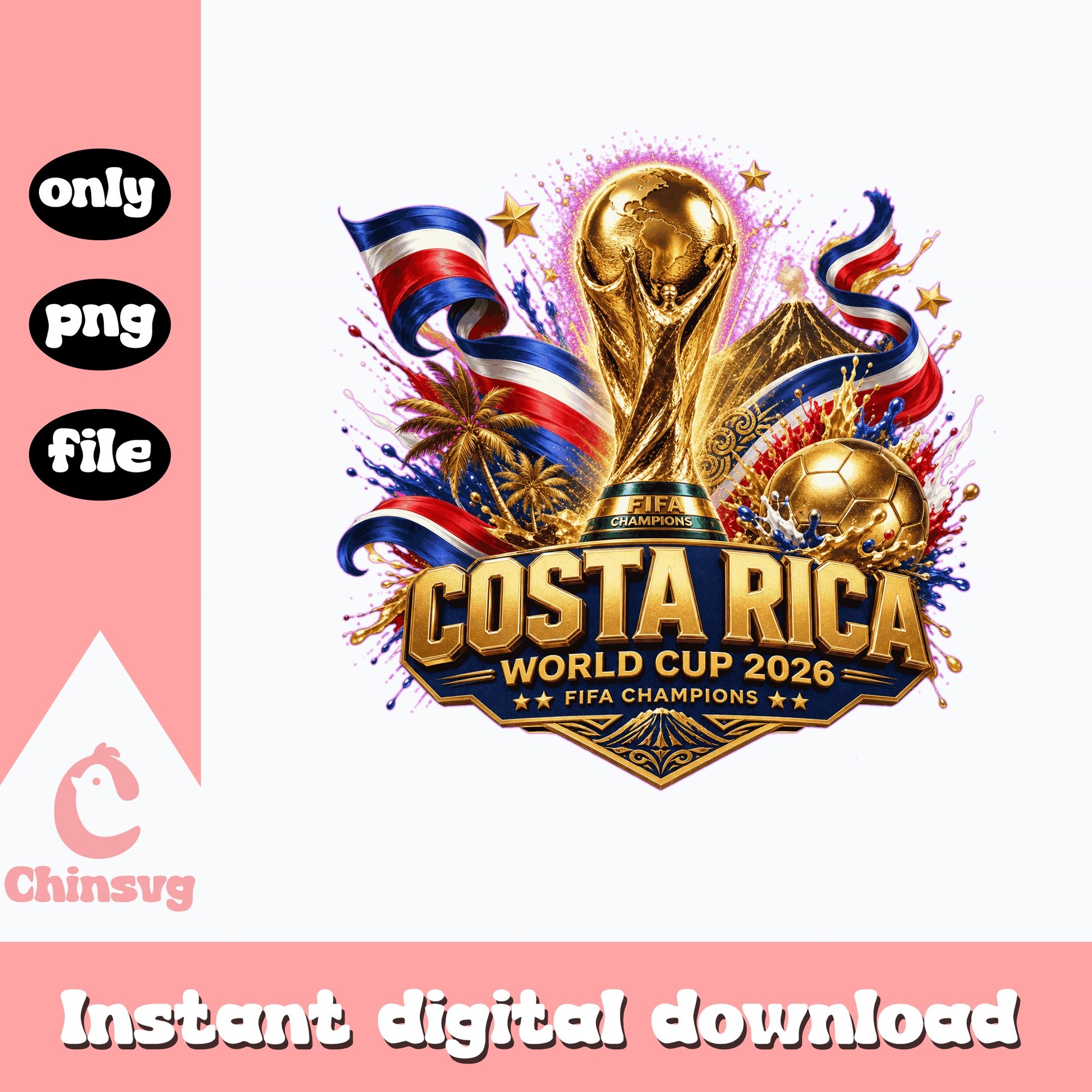Costa Rica World Cup 2026 PNG, FIFA Champions Soccer PNG, Football Trophy PNG
