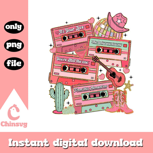 Country valentine cassette png, love songs png, valentine png