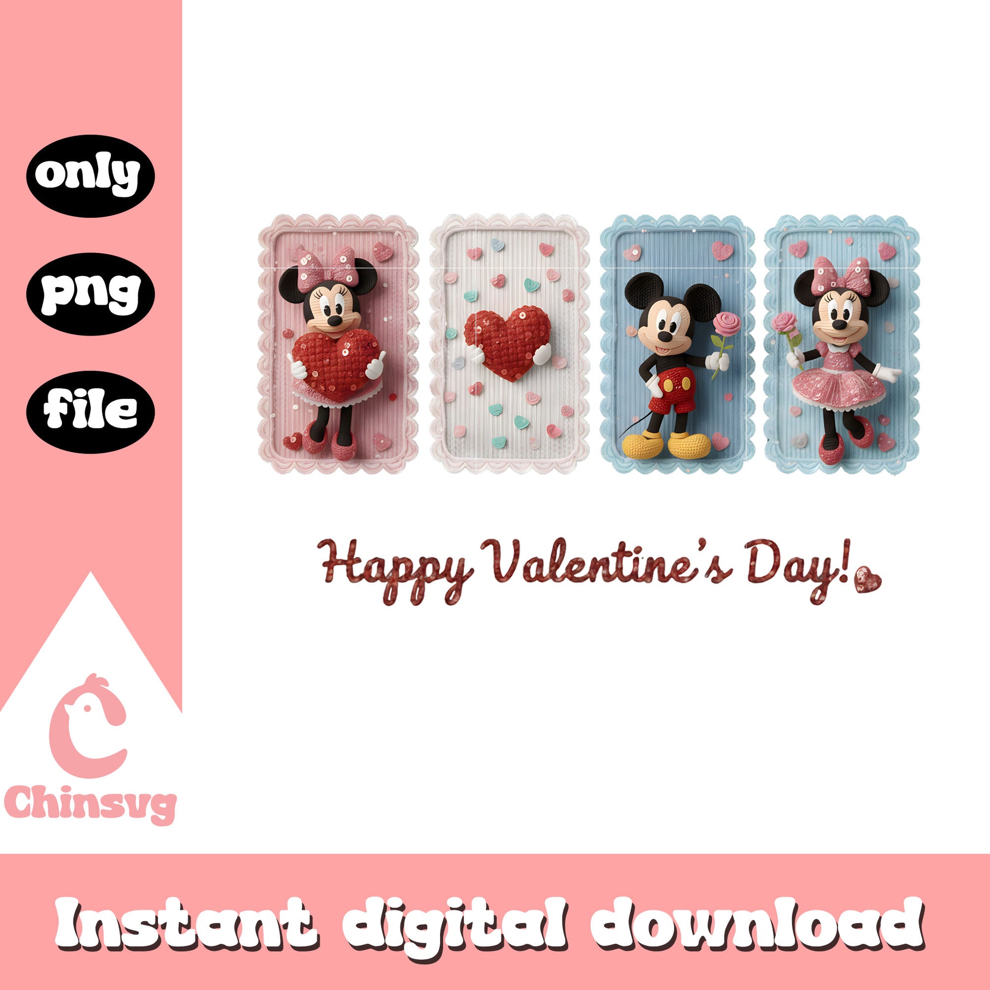 Couple cute valentine crochet png, disney valentine's day png