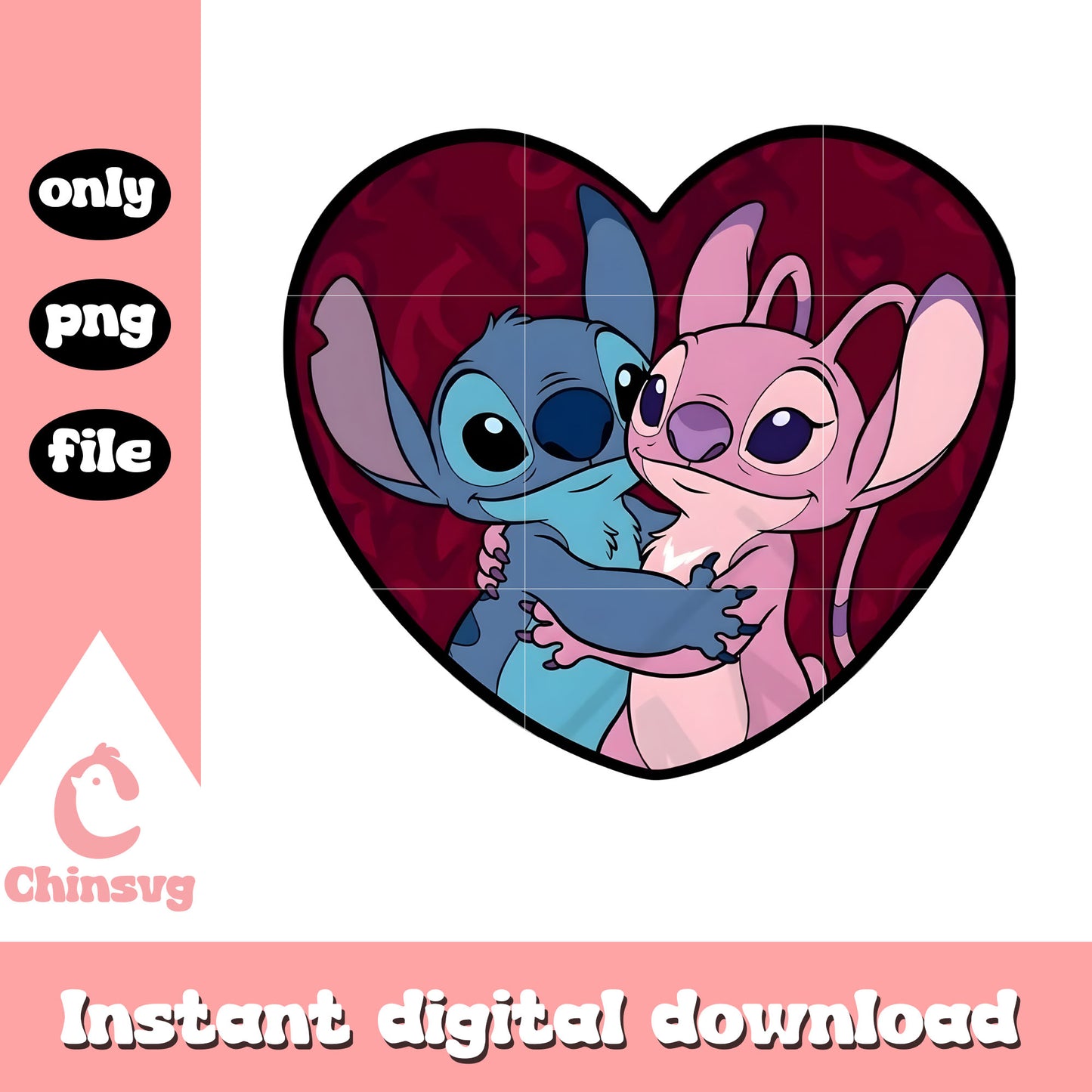 Couple hug cute valentine png, stitch valentines day​​ png