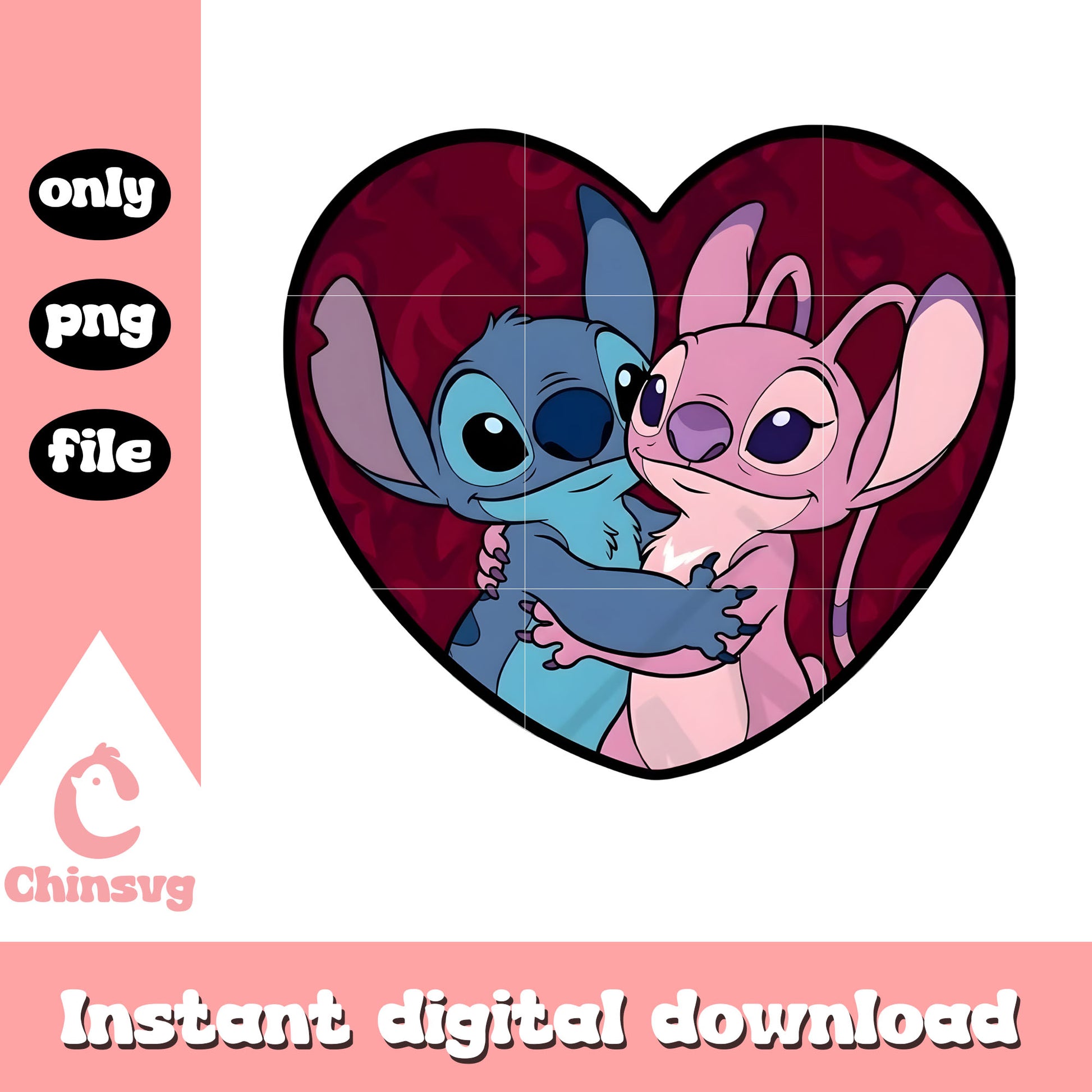 Couple hug cute valentine png, stitch valentines day​​ png