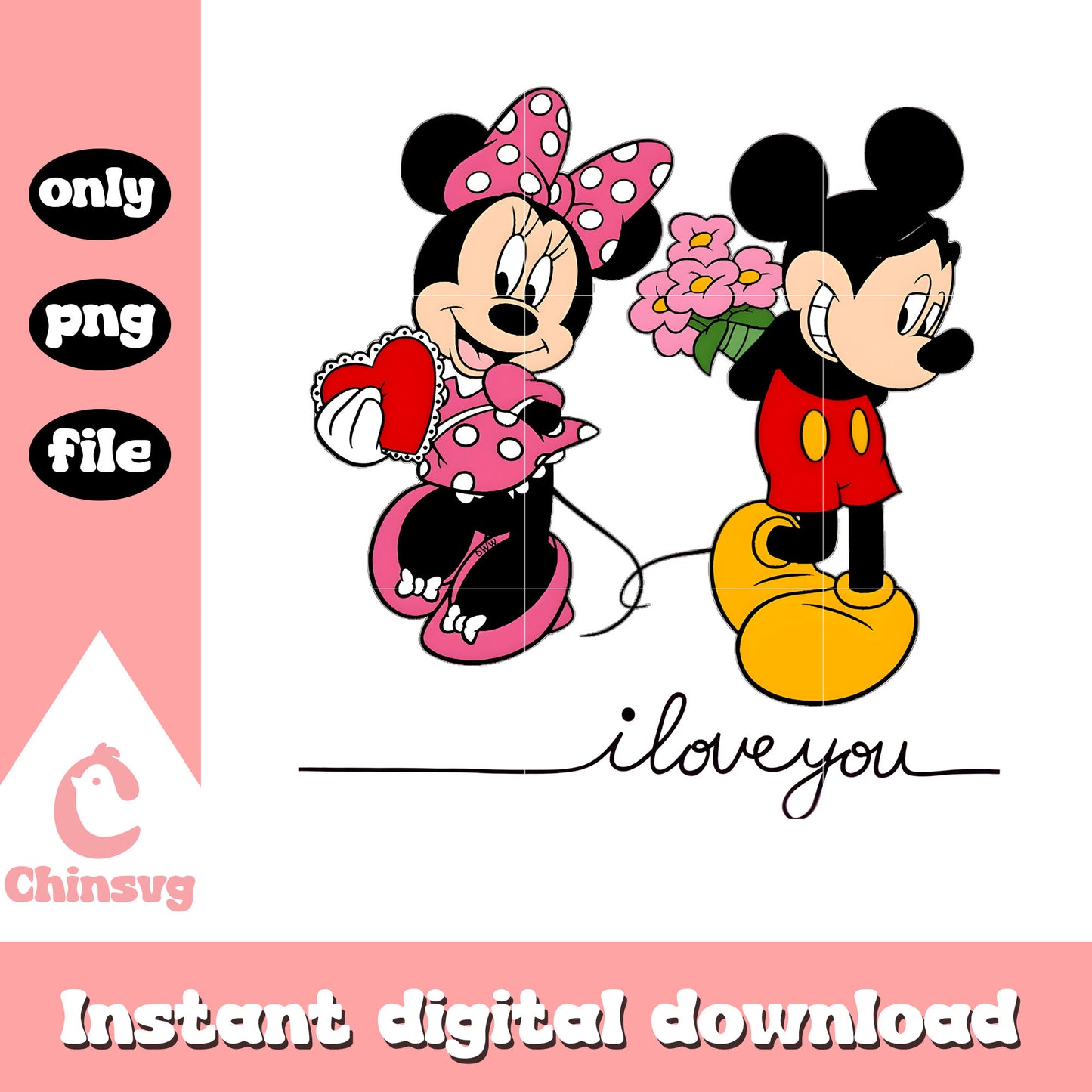Couple love flower valentine png, disney valentine's day​ png