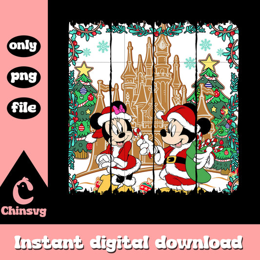 Couple mickey castle christmas png, disney christmas decor​​​ png