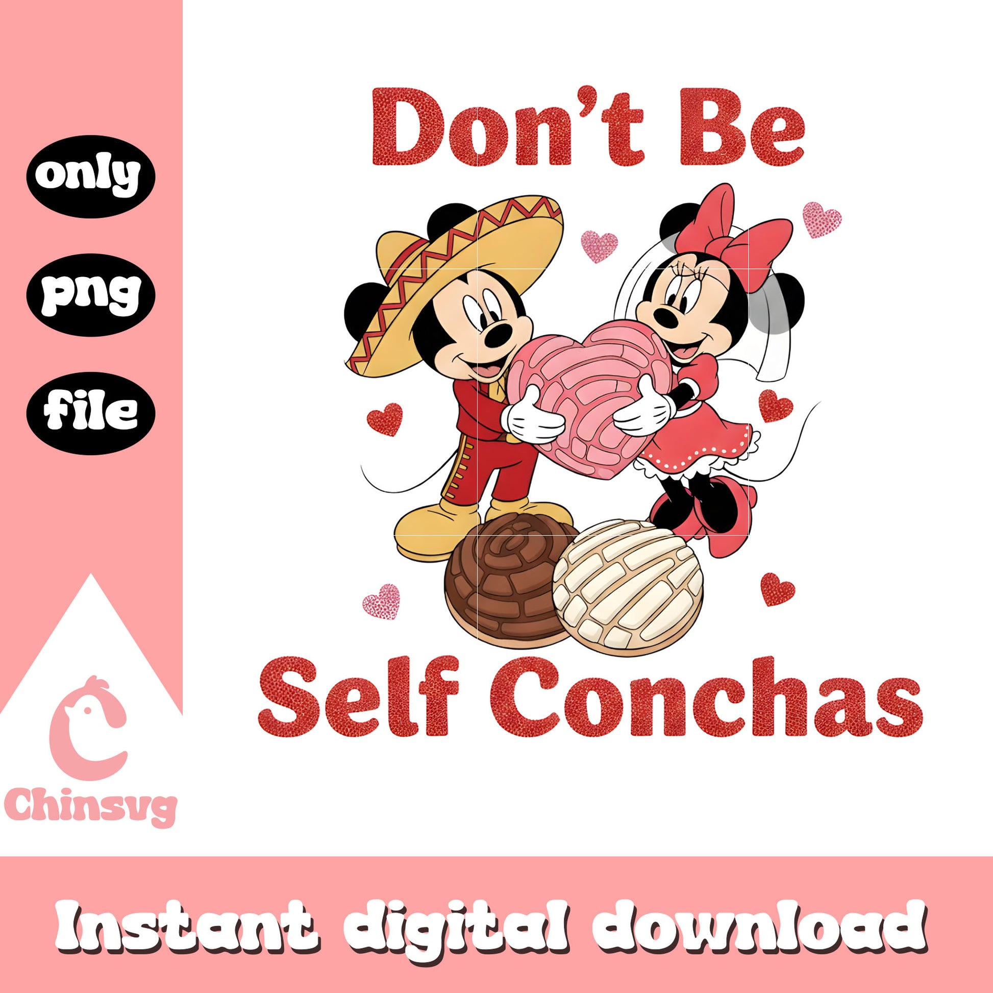 Couple mickey conchas valentine png, disney valentines​ png