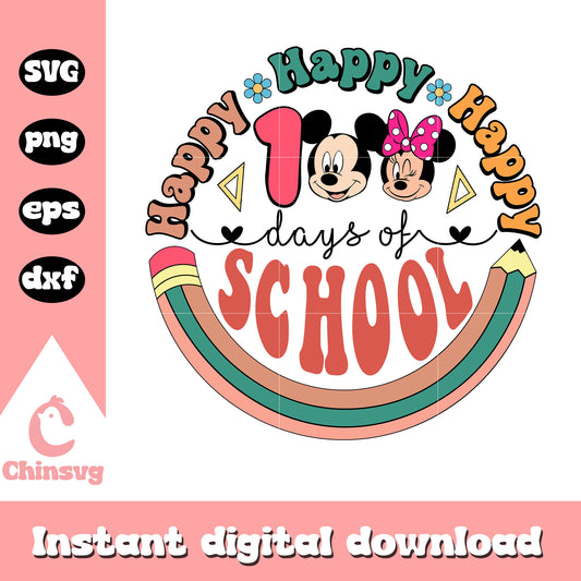 Couple mouse happy 100 days of school svg, minnie mickey svg