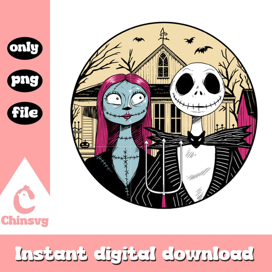 Couple of nightmare before christmas png, jack skellington and sally png