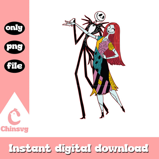 Couple sally jack dancing clipart png, jack skellington sally png