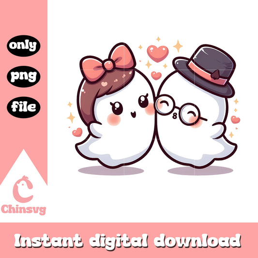 Couple sheet ghosts design png, halloween couple costume png