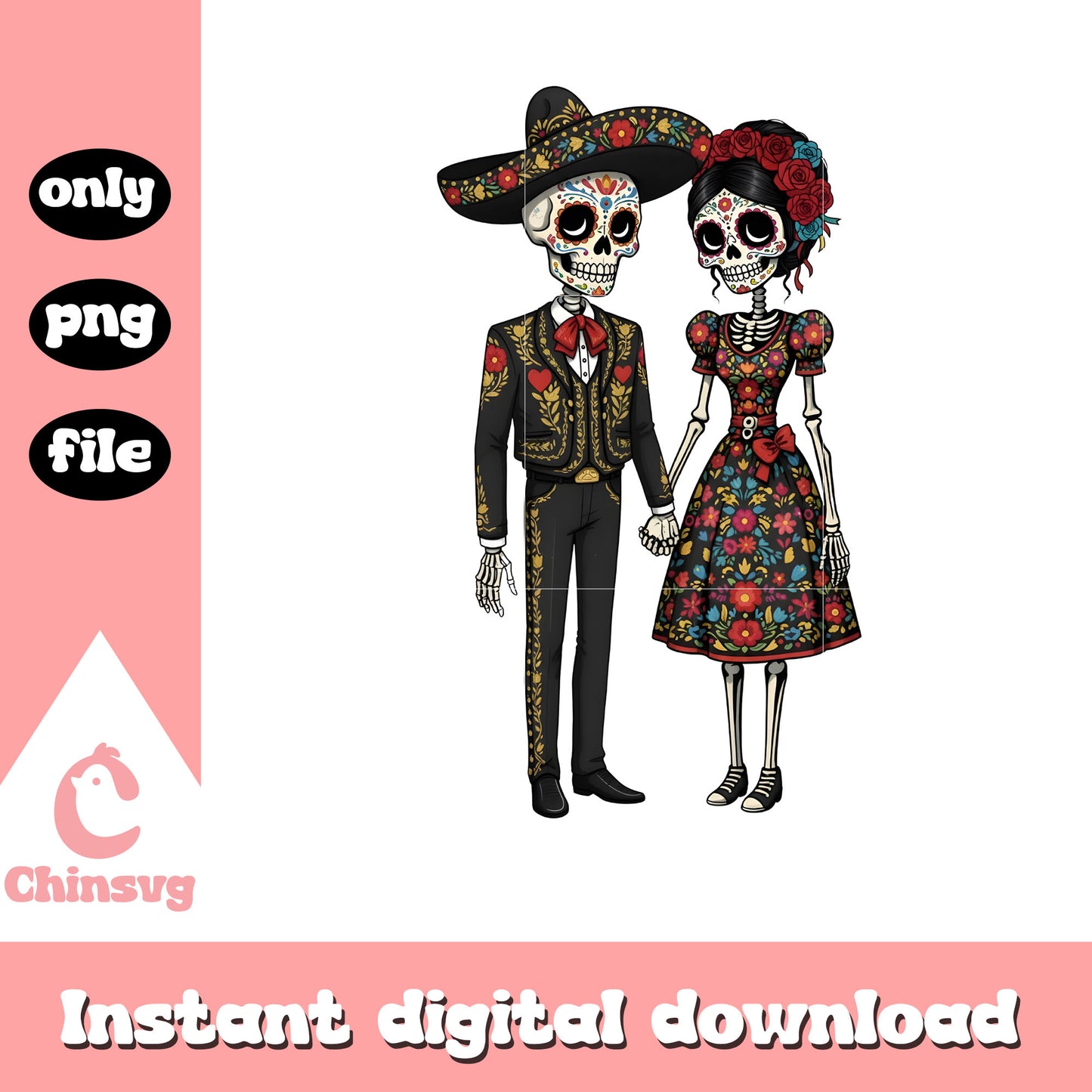 Couple skeleton cartoon valentine png, valentines skeleton​​ png
