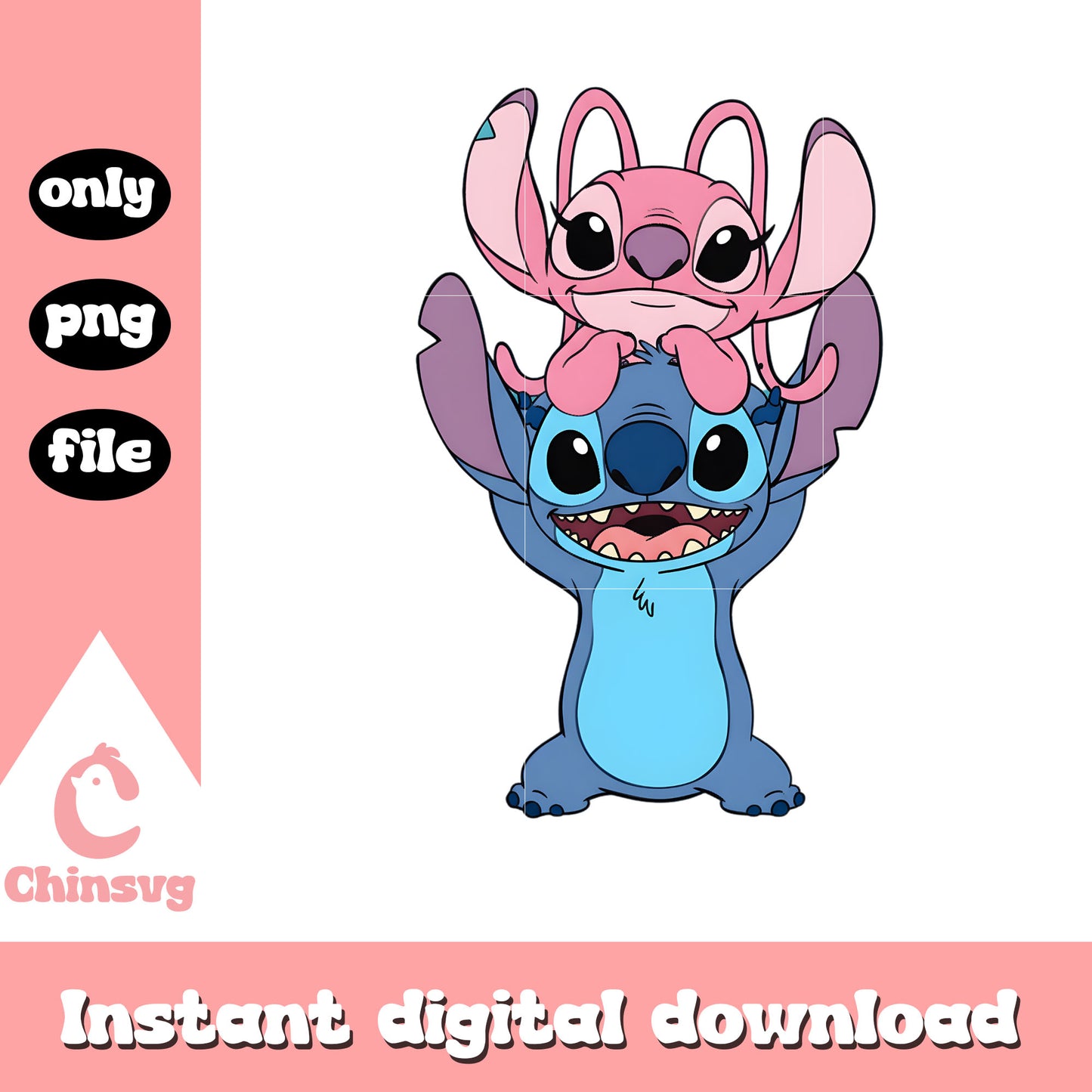 Couple stitch cute valentine png, stitch and angel valentines​ png