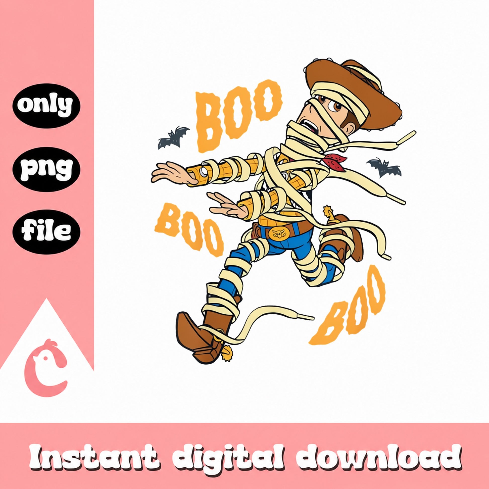 Cowboy Mummy Halloween PNG, Boo Cowboy Clipart, Halloween PNG