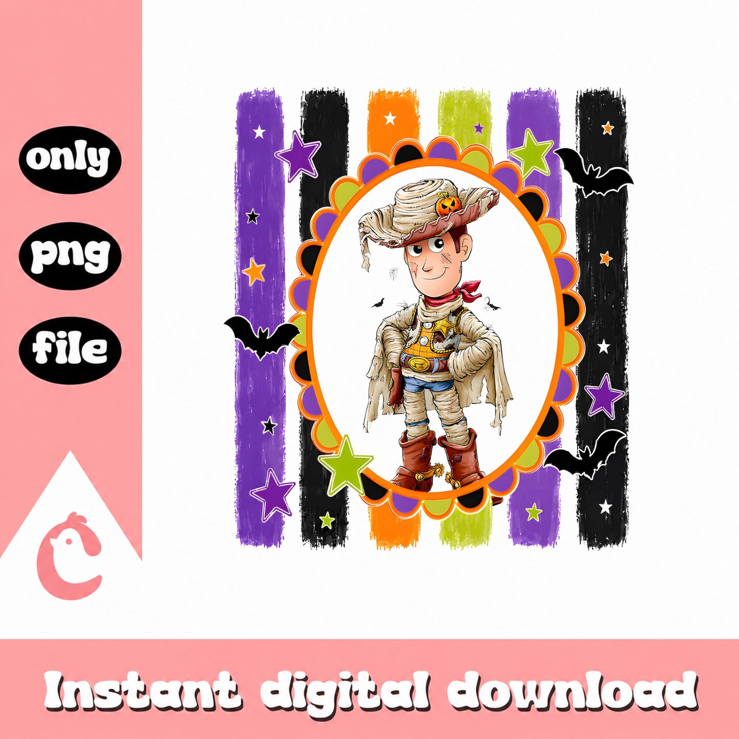 Cowboy Mummy Halloween PNG, Cute Western Theme, Instant Download PNG