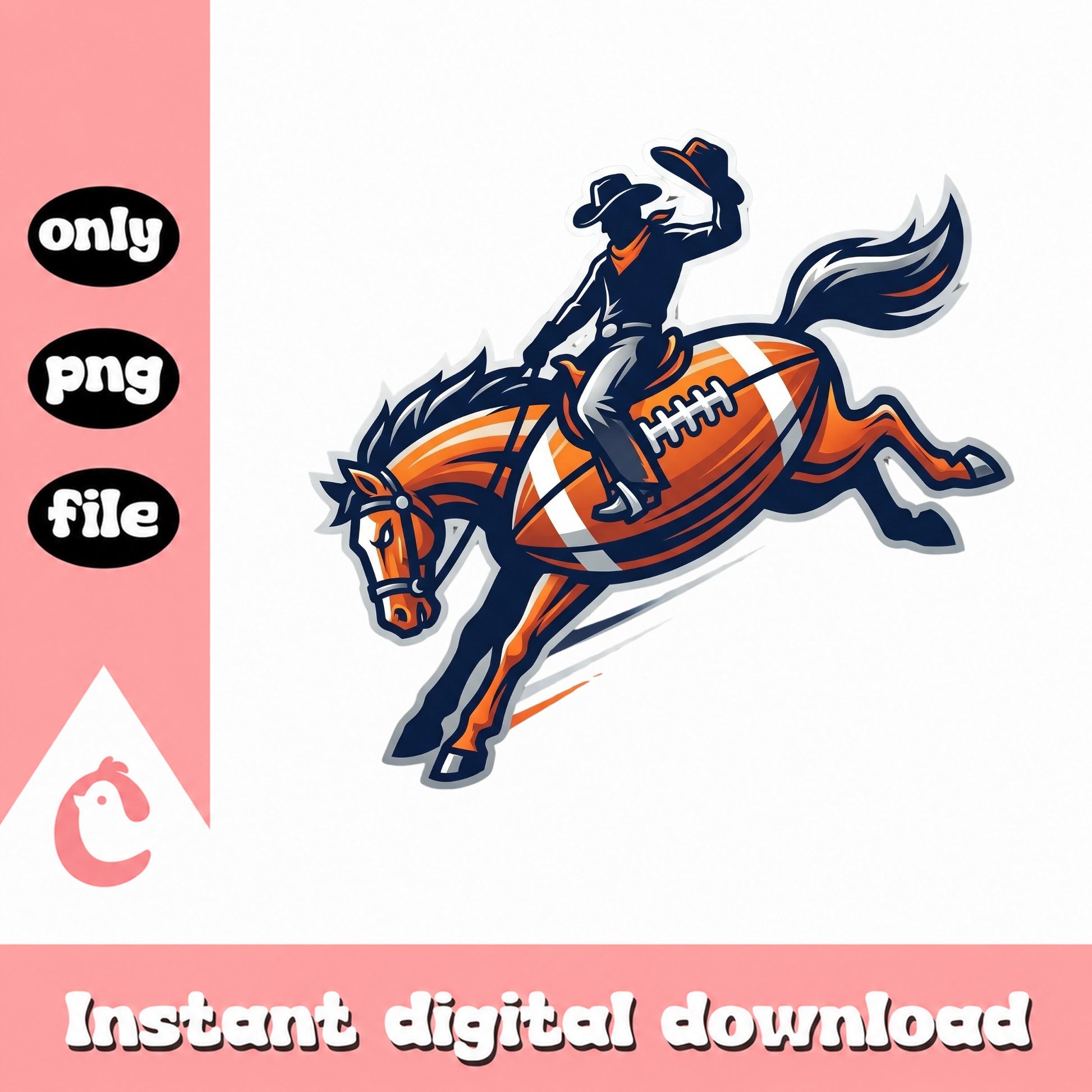 Cowboy Riding Football Horse PNG, Rodeo Football Clipart, Western Football PNG