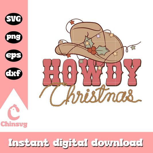 Cowboy hat howdy christmas svg, howdy christmas svg, cowboy svg