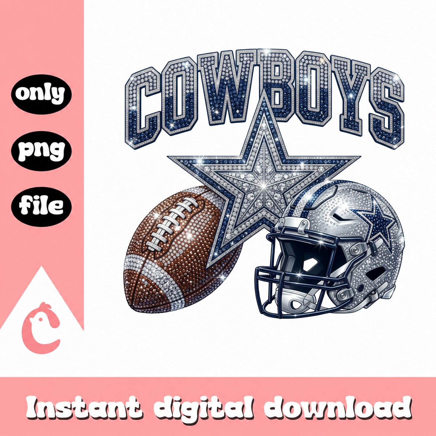 Cowboys Bling Football Helmet PNG, Dallas Cowboys PNG, Football PNG